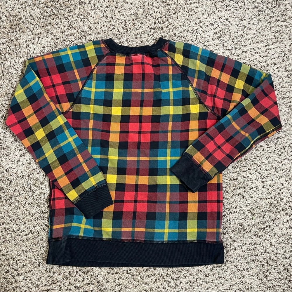 Hanna Andersson Kids Plaid Sweatshirt Size 12 Multicolor Cotton Raglan Holiday - Picture 3 of 5